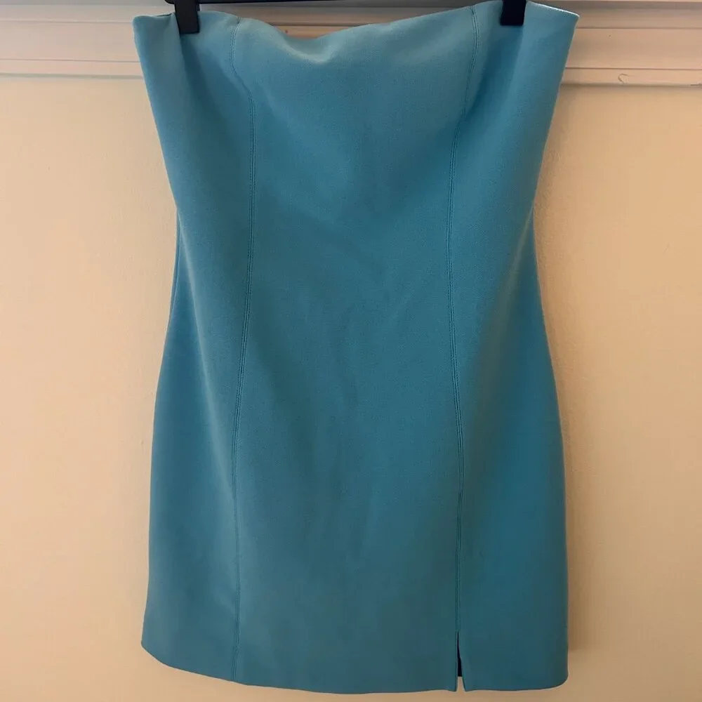 Woman Bec + Bridge Mini Dresses | KARINA STRAPLESS SPLIT MINI Topaz Blue - Picture 5 of 9